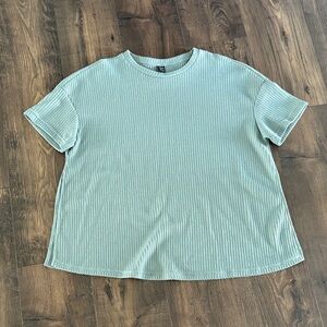 SHEIN Mint Green Waffle Knit Short Sleeve Tee